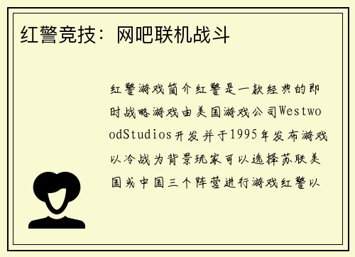 红警竞技：网吧联机战斗